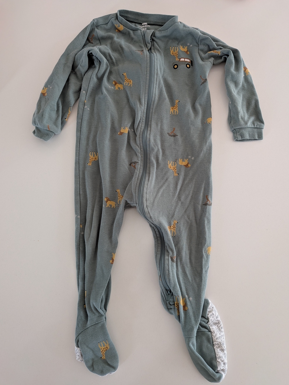PEKKLE 5 FOR 25$ - SAFARI Soft Sage Green Safari Footie One-Piece - Zipper Front